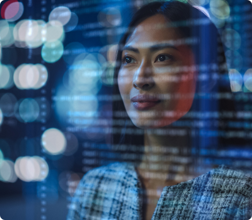 Woman looking at data